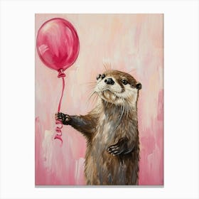 Cute Otter 3 With Balloon Canvas Print