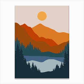 Sunset Mountain Landscape Canvas Print