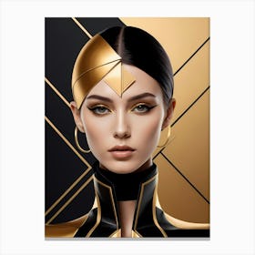 Geometric Woman Portrait Luxury Gold (23) Canvas Print