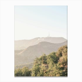 Los Angeles, USA I Hollywood sign letters photography at sunset light on the mountain from Griffith Observatory with a summer pastel sweet sunny soft aesthetic boho vibes and fine art photography film camera style Canvas Print