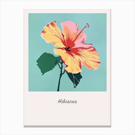 Hibiscus 4 Square Flower Illustration Poster Canvas Print