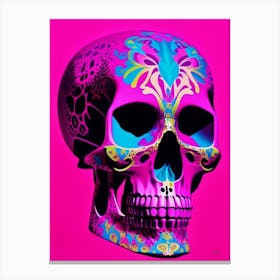 Skull With Psychedelic Patterns Pink Matisse Style Canvas Print