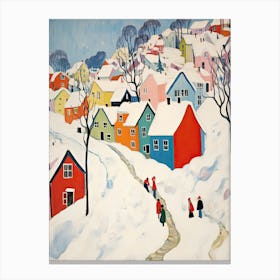 Winter Snow Bergen   Norway Snow Illustration 2 Canvas Print
