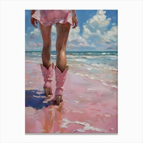 Cowgirl On The Beach 1 Canvas Print