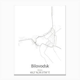 Bilovodsk,Ukraine Minimalist Map Canvas Print