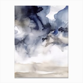 Watercolour Abstract Navy And Grey 1 Canvas Print