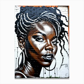 Graffiti Mural Of Beautiful Black Woman 365 Canvas Print