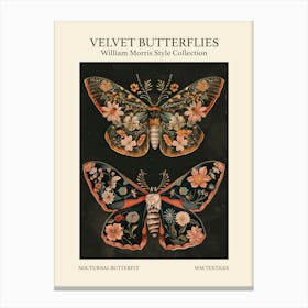 Velvet Butterflies Collection Nocturnal Butterfly William Morris Style 7 Canvas Print