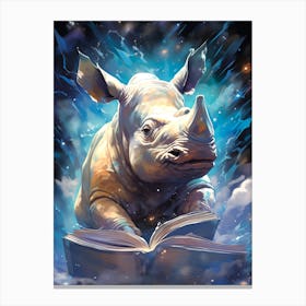 Rhino Reading A Book Canvas Print