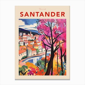 Santander Spain Fauvist Travel Poster Canvas Print