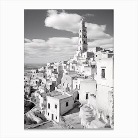 Matera, Italy,  Black And White Analogue Photography  4 Canvas Print