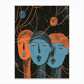 Three People In Space Canvas Print