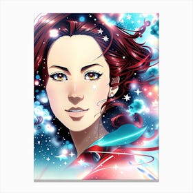 Fantasy Anime Girl In Space Canvas Print