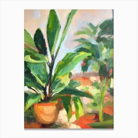 Philodendron Impressionist Painting Plant Canvas Print
