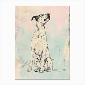 Pastel Dog Watercolour Line Portrait Canvas Print