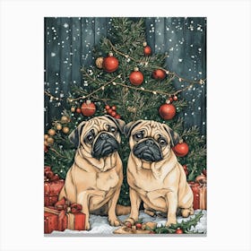 Christmas Pugs 21 Canvas Print