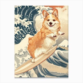 The Great Wave of Corgi Canvas Print