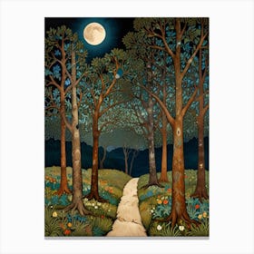 William Morris Moonlight Path Canvas Print