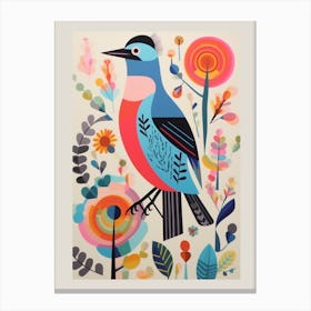 Colourful Scandi Bird Dove 2 Canvas Print