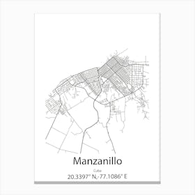 Manzanillo,Cuba Minimalist Map Canvas Print