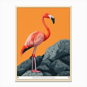 Greater Flamingo Galapagos Islands Ecuador Tropical Illustration 4 Poster Canvas Print