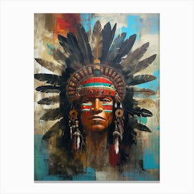 Celestial Echoes: Portraits of Native American Spirit Canvas Print