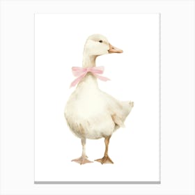 Duck With Pink Bow Canvas Print