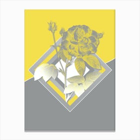 Vintage French Rose Botanical Geometric Art in Yellow and Gray n.279 Canvas Print