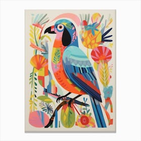 Colourful Scandi Bird Parrot 1 Canvas Print