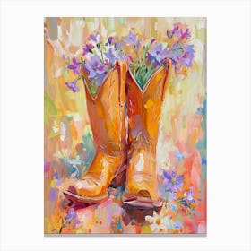 Cowboy Boots And Wildflowers Columbine 3 Canvas Print