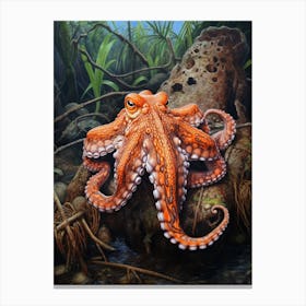 Coconut Octopus Illustration 10 Canvas Print