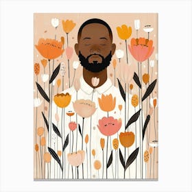 Black Man In Flowers Canvas Print