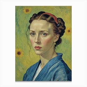 Girl With Sunflowers 2 Canvas Print