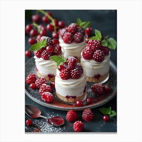 Desserts With Raspberries 2 Canvas Print