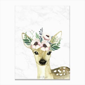 Fawn Watercolor Painting - Nursery Prints Canvas Print