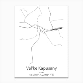 Vel Ke Kapusany,Slovakia Minimalist Map Canvas Print