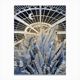 Kew Gardens Moonlight Palms Canvas Print