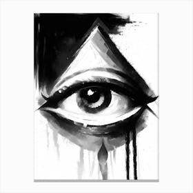 Clarity, Symbol, Third Eye Black & White Canvas Print
