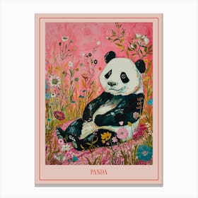 Floral Animal Painting Panda 4 Poster Canvas Print