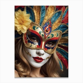 A Woman In A Carnival Mask (3) Canvas Print