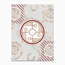 Geometric Abstract Glyph in Festive Gold Silver and Red n.0031 Canvas Print