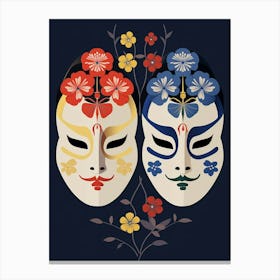 Noh Masks Japanese Style Illustration 11 Canvas Print