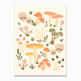 Mushrooms Pastels Canvas Print