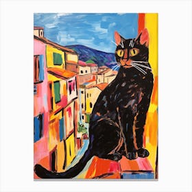 Painting Of A Cat In Siena Italy 2 Canvas Print