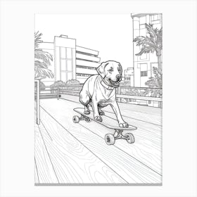 Rottweiler Dog Skateboarding Line Art 4 Canvas Print