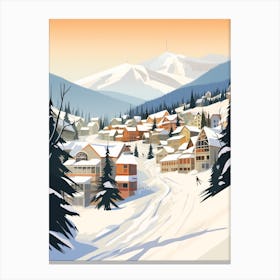 Vintage Winter Travel Illustration Whistler Canada 4 Canvas Print