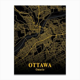 Ottawa Gold City Map 1 Canvas Print