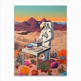 An Astronaut Djing In The Desert 4 Canvas Print