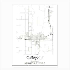 Coffeyville,United States Minimalist Map 1 Canvas Print