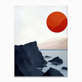 Sunset Over The Ocean, Minimalism 2 Canvas Print